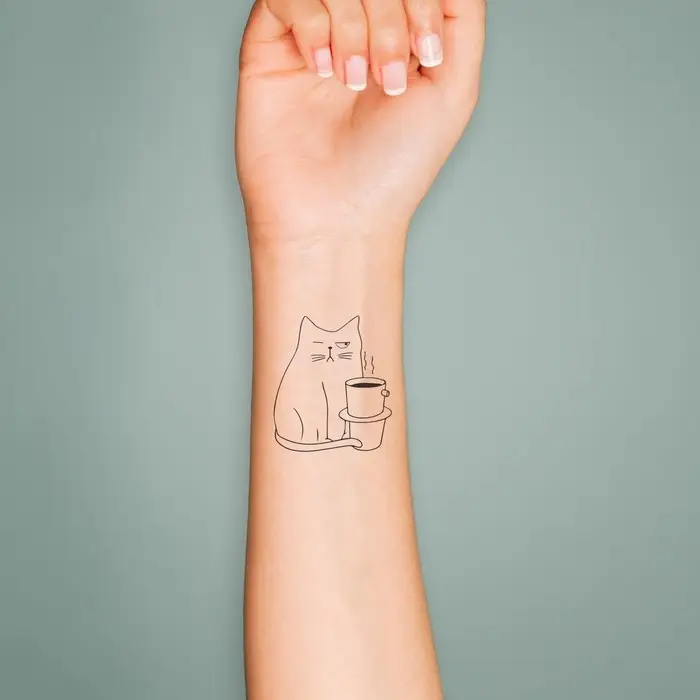 Переводная тату на тело чёрная &laquo;Котокофе&raquo;, 6&times;6 см