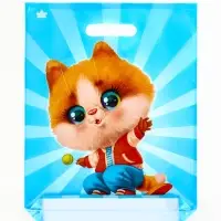 Пакет "Кот на спорте", полиэтиленовый с вырубной ручкой, л 40х31 см, 60 мкм