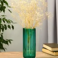 Ваза стекло настольная "Верена" 25,5х10 см, зелёный