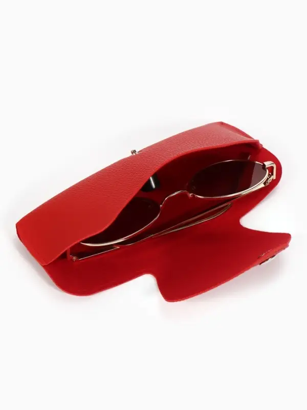 Футляр для очков , 16*3*6,3 см, кнопка, красный