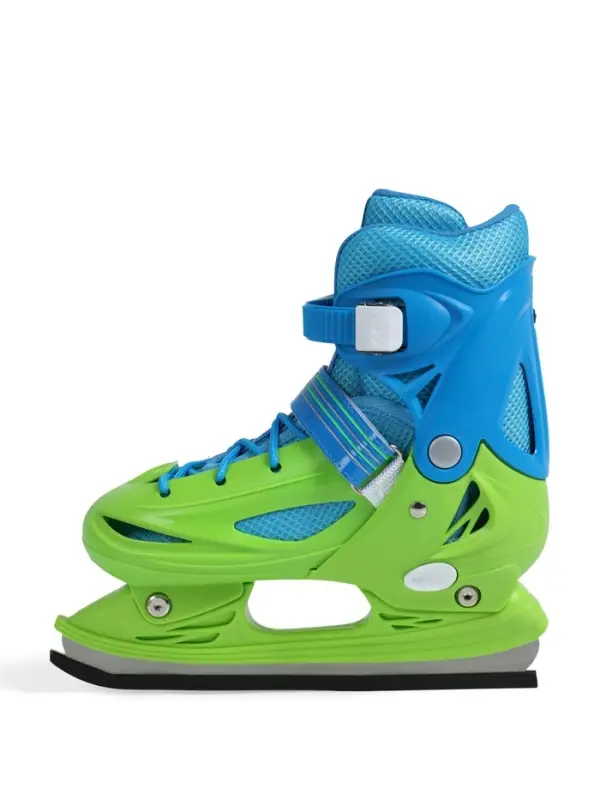 Коньки детские раздвижные BlackAqua, р. 30-33, для фитнеса, зелёные, синие