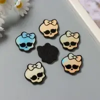 Декор для творчества войлок "Череп с бантиком" голография 3,5х3 см