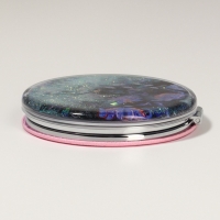 Зеркало складное &laquo;Цветы&raquo;, d = 7,2 см, с увеличением, цвет чёрный/фиолетовый