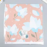 Бумага для скрапбукинга "Нежно-голубые цветы" плотность 180 гр 30,5х32 см