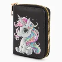 Кошелек дет 07-01-01 Июнь2547 единорог, 8,5*2,5*10,5 см, 2 отд+отд/молн, д/карт, черный