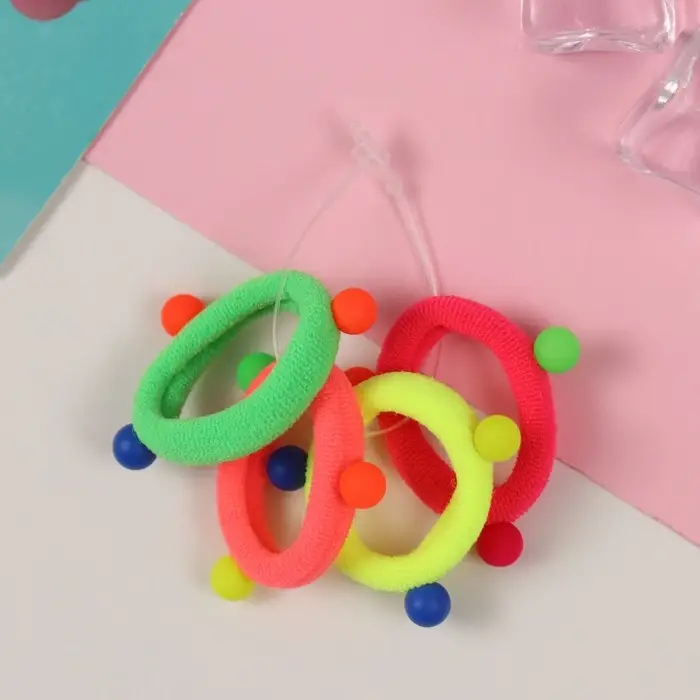 Резинка для волос "Милка" (набор 5 шт) колор бусинки, 2 см, микс