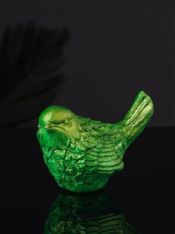 Фигура "Птичка №3 9х6х5 см, зеленый с позолотой