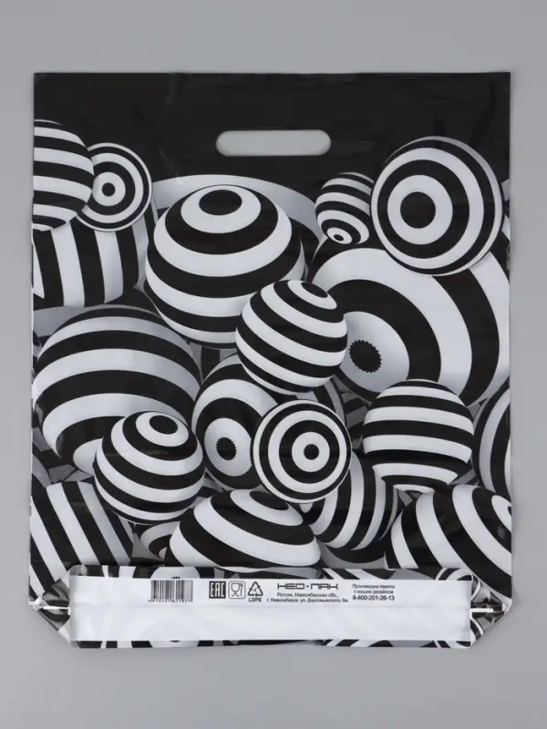 Пакет "Иллюзия , полиэтиленовый с вырубной ручкой 38х45 см, 60 мкм