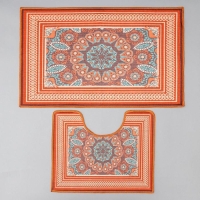 Набор ковриков для ванной и туалета Доляна &laquo;Геомертик&raquo;, 2 шт: 50&times;78 см, 40&times;50 см, цвет серый