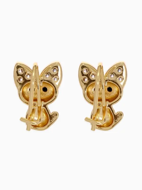 Серьги детские "Выбражулька" котик, цвет белый в золоте