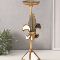 Подсвечник полистоун на 1 свечу "Зеркальная геральдическая лилия" 14х11х38,5 см