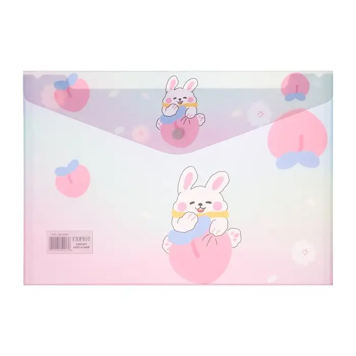 Папка-конверт на кнопке, А4, 150 мкм, "Зверушки", МИКС