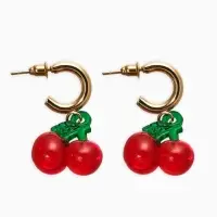 Серьги-кольца "Вишенки" легкие, цветные в золоте