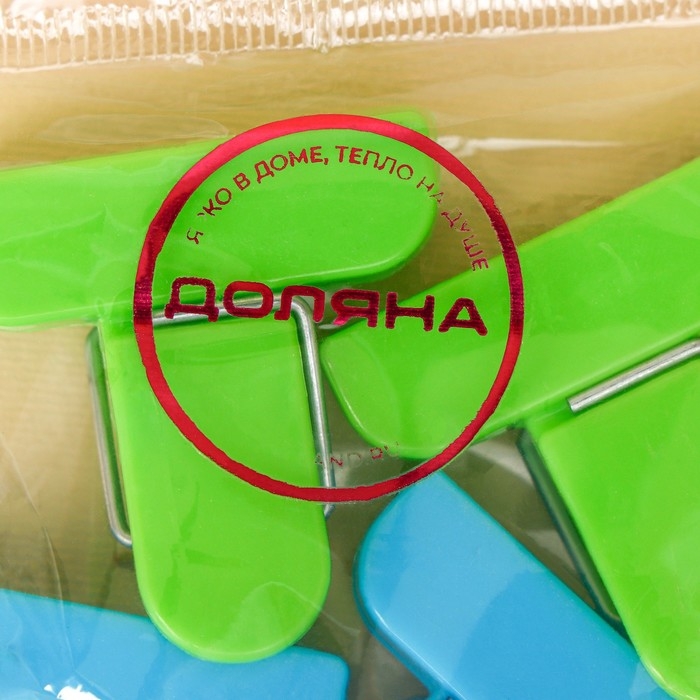 Набор зажимов для пакетов, 4&times;1,7 см, 4 шт, цвет МИКС