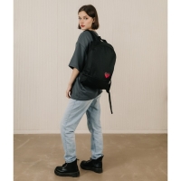 Рюкзак школьный текстильный &laquo;Сердце&raquo;, 46х30х10 см, вертикальный карман, цвет чёрный