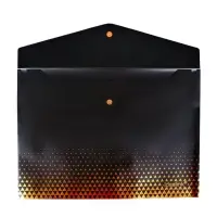 Папка-конверт на кнопке формат А4 180мкр Черная с металлизированной отделкой МИКС (шр на шт)   10843