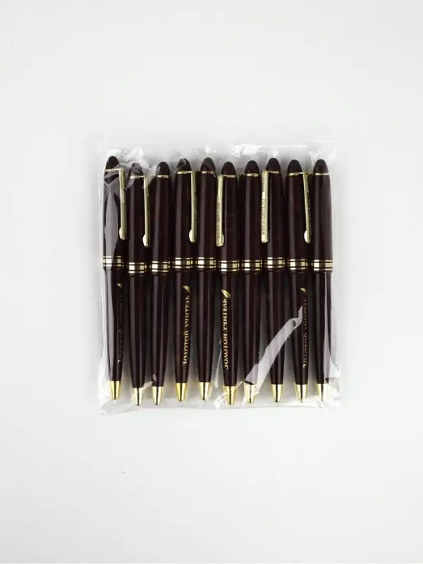 Ручка пластик, синяя паста "Золотой учитель"