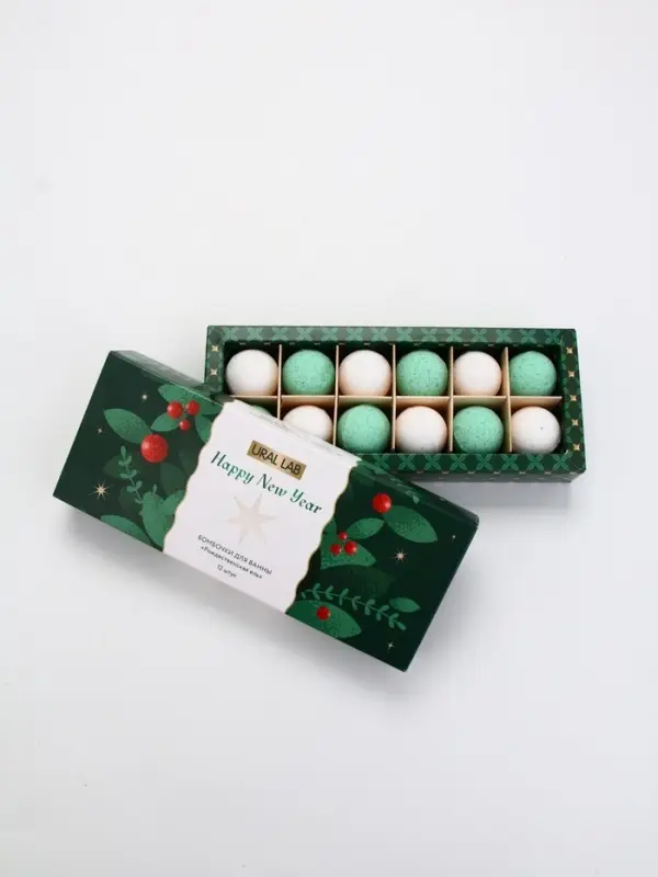Бомбочки для ванны Happy New Year, аромат рождественская ель, набор 12 шт х 20 г, URAL LAB