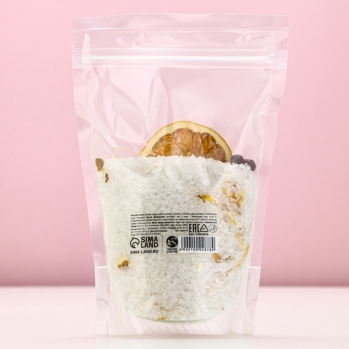 Соль для ванны с апельсином, цедрой мандарина, можжевеловой ягодой и календулой, 400 г, Новый Год