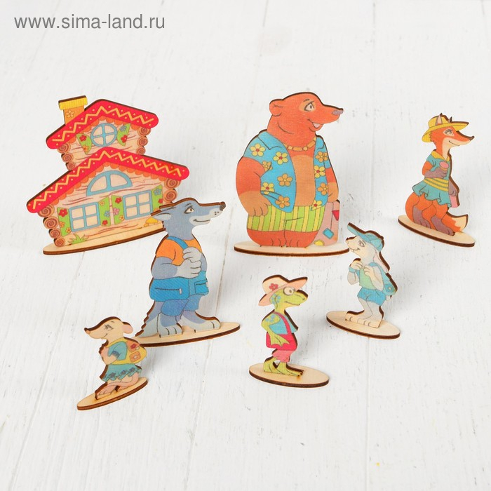 Кукольный театр сказки на столе &laquo;Теремок&raquo;, высота фигурок: 4-12 см, толщина: 3 мм