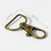 Карабин металлический, 39 &times; 24 мм / 20 &times; 1,5 мм, 6 шт, цвет бронзовый