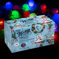 Гирлянда &laquo;Нить&raquo; 5 м с насадками &laquo;Шарики акриловые&raquo;, IP20, прозрачная нить, 20 LED, свечение мульти (RG/RB), мигание, 220 В