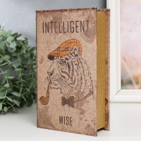 Сейф-книга дерево кожзам "Тигр в кепке и с трубкой" 21х13х5 см