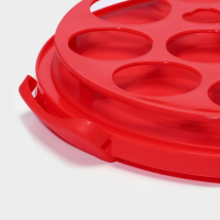 Тортовница с крышкой, съёмная подставка для пирожных, 11 ячеек, 30,5&times;21,5 см, цвет красный