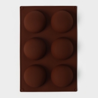 Форма для выпечки Доляна &laquo;Фигуры. Полусфера&raquo;, силикон, 27&times;18&times;3,5 см, 6 ячеек (7&times;7&times;3,5 см), цвет МИКС