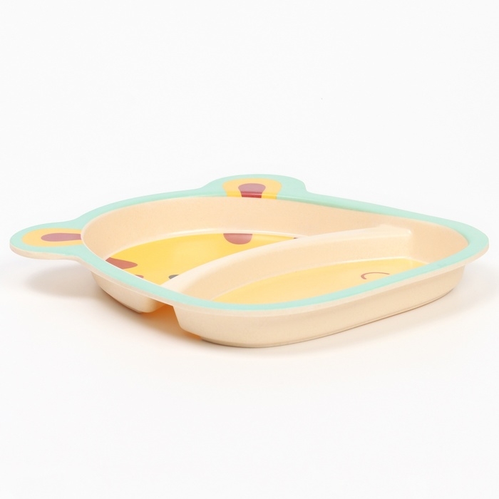 Набор детской посуды из бамбука &laquo;Жирафик&raquo;, 5 предметов: тарелка, миска, стакан, столовые приборы