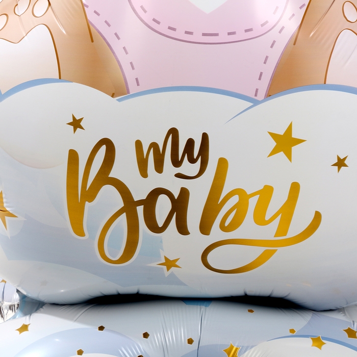 Шар фольгированный 62" &laquo;Мишка в короне &mdash; девочка&raquo; на подставке, под воздух