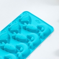 Форма для конфет и шоколада Доляна &laquo;Подводный мир&raquo;, силикон, 21&times;10&times;1 см, 15 ячеек (3&times;3,5 см), цвет МИКС