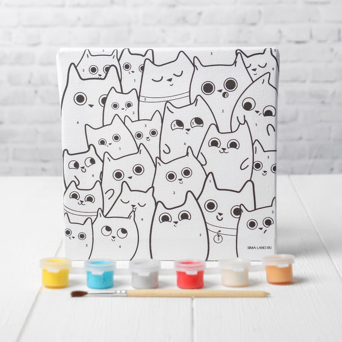 Картина по номерам для детей &laquo;Милые котята&raquo;, 15 х 15 см