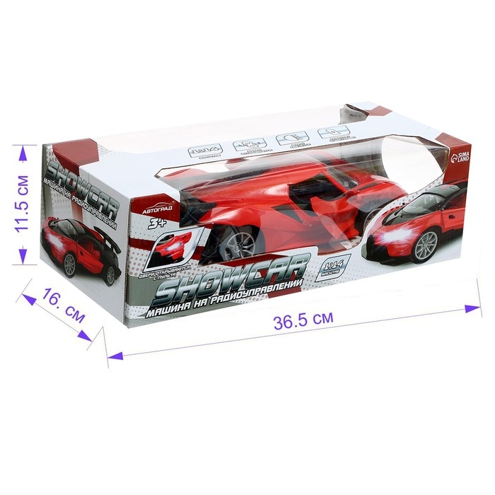 Машина радиоуправляемая &laquo;Шоукар&raquo;, 1:14, световые эффекты, открываются двери, работает от батареек, цвет красный
