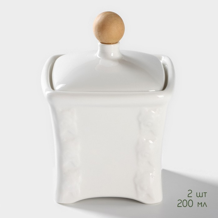 Банки для хранения специй и соусов BellaTenero, 6 предметов: солонка 100 мл, банка 200 мл, соусник 200 мл, фарфоровые, цвет белый