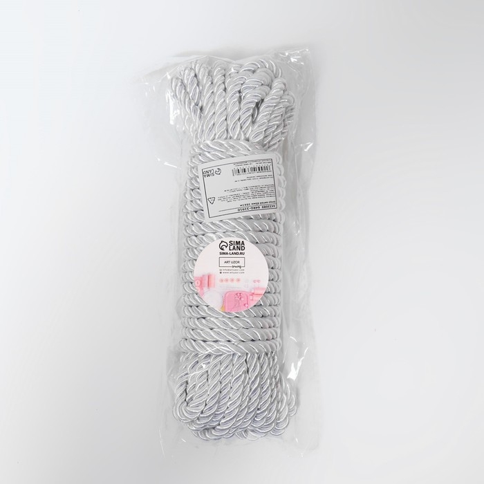 Шнур витой, d = 5 мм, 10 &plusmn; 1 м, цвет серебряный