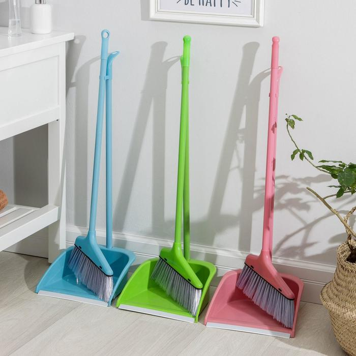 Щётка для пола Доляна, совок 25&times;26 см, щётка 23 см, металлическая ручка 78 см, цвет МИКС