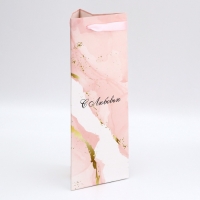 Пакет подарочный под бутылку,"C любовью",13 &times; 32 &times; 11,3 см