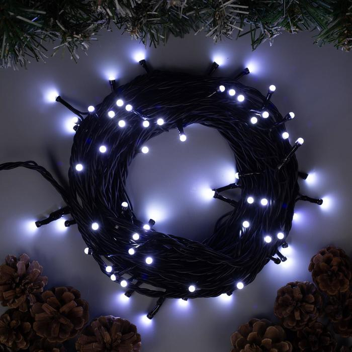 Гирлянда &laquo;Нить&raquo; 10 м, IP44, УМС, тёмная нить, 72 SMD-LED, свечение белое, 220 В