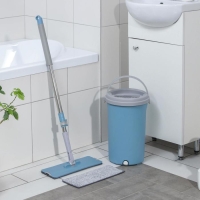 Швабра с отжимом и ведро Доляна: ведро с отсеками 10 л, 24&times;38 см, швабра плоская 32&times;12&times;120 см, насадка с карманами с двух сторон