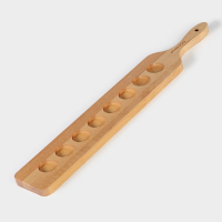 Доска для подачи шотов с ручкой, 60&times;9&times;1,8 см, на 8 рюмок, диаметр ячеек 3,9 см, с пропиткой, берёза