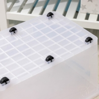 Контейнер для хранения с крышкой, 50 л, 61&times;39&times;32 см, на колёсиках, прозрачный