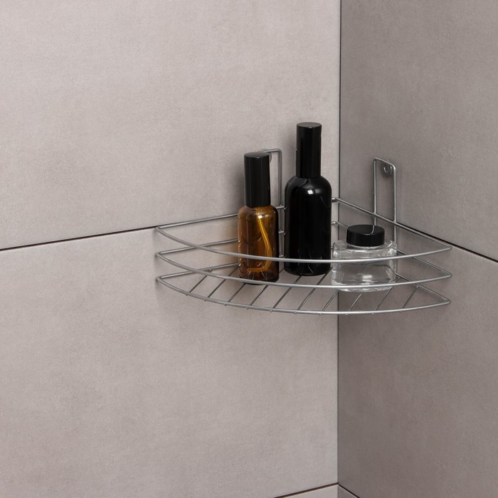 Полка угловая, 1 ярус, 19,5&times;10&times;21 см, цвет хром