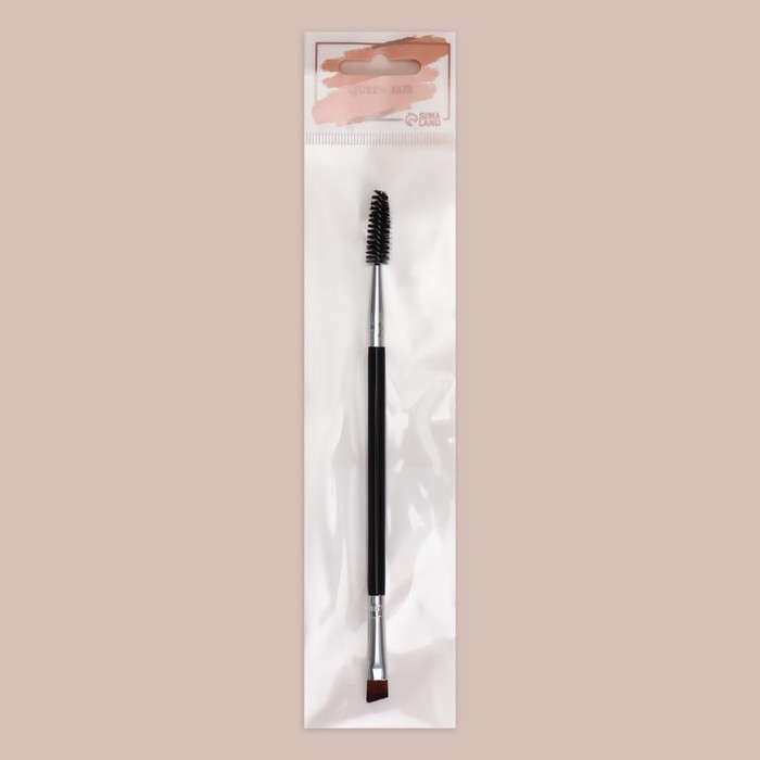 Кисть для макияжа, двусторонняя, с щёточкой, 18 (&plusmn; 1) см, цвет чёрный