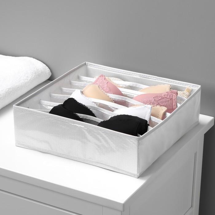 Органайзер для хранения белья LaDо́m, 7 ячеек, 32&times;32&times;10 см, цвет белый