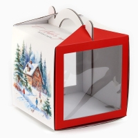 Коробка кондитерская с окном, сундук, &laquo;Тепла и уюта&raquo;, 20 х 20 х 20 см, Новый год