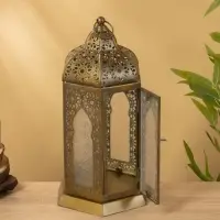 Подсвечник фонарь "Золотое кружево" железо 19,5х19,5х35,5 см