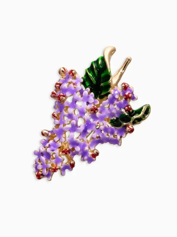 Брошь "Цветок Сирени", цвет фиолетово-зелёная в золоте