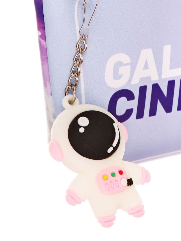 Пенал школьный на молнии Ракета Сиреневый, с подвеской