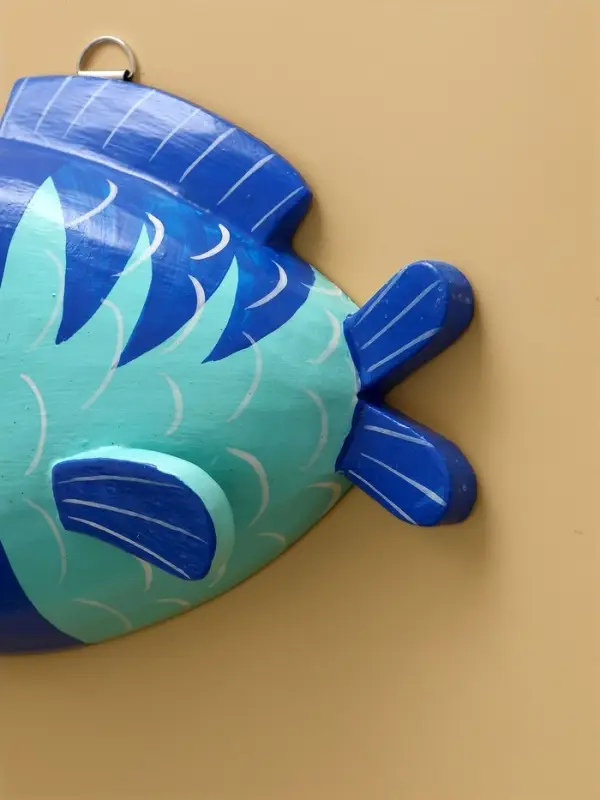 Панно "Рыба-клоун" дерево 20х16х4 см, цв. сине-бирюзовый